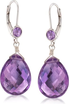 Ross-Simons Amethyst Drop Earrings in Sterling Silver