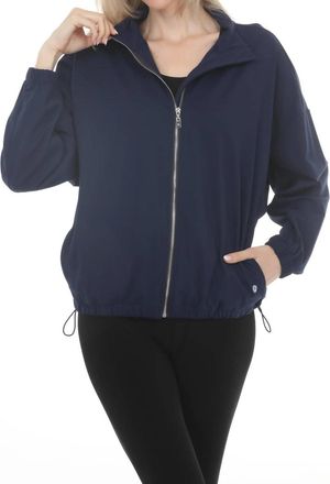 Joseph Ribkoff Stretch Nylon Zip Up Sporty Jacket In Indigo