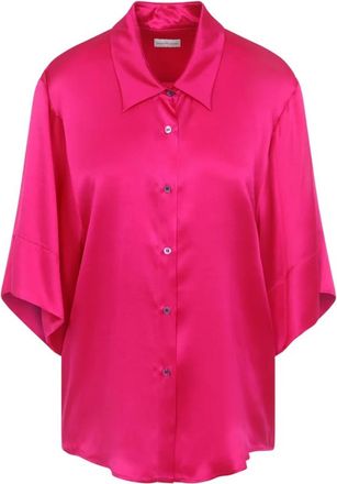 Dries Van Noten Silk Lange Mouw Shirt - Dames - Overhemden - Roze - XS - Satijn - Overhemden