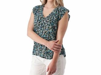 Aventura Francesca Floral Crepe Top In Black