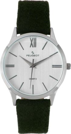 Peugeot Minimalist Clean Dial Wool-Leather Strap Watch- 40MM in Green at Nordstrom