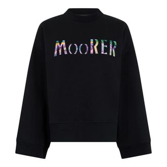 Moorer Hoodies & sweatvesten, Dames, Zwart, L, Katoen, Cropped Sweatshirt