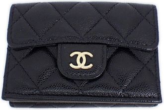 Chanel Black Grained Calfskin Wallet (Tri-Fold) (Pre-Owned)