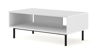 AKL FURNITURE Mesa de centro efecto madera Blanco y Negro LED
