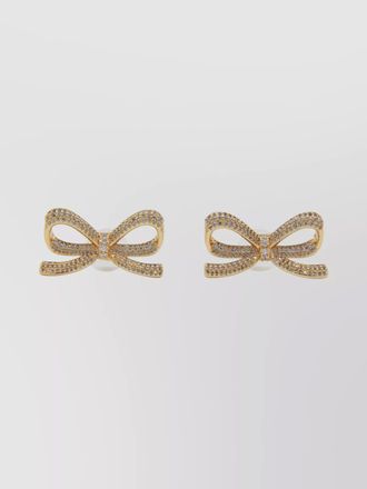 Self Portrait crystal-embellished bow earrings