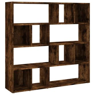 Berkfield Home Book Cabinet/Room Divider Smoked Oak 105x24x102 cm in Brown | Size: 105 x 24 x 102 cm