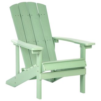 Beliani Silla De Jard&iacute;n De Madera Pl&aacute;stica Tumbona De Exterior Verde Claro Adirondack