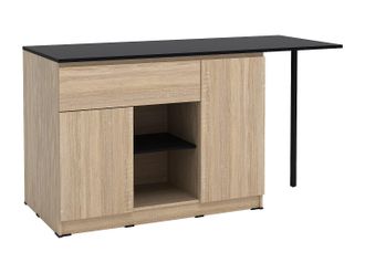 Vente-Unique Isla central de cocina con 2 puertas, 1 caj&oacute;n y 2 estantes - Natural y negro - TUNORI