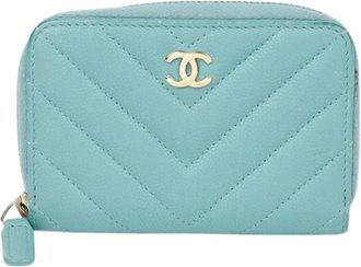 Chanel Pre-owned Wallets, female, Green, Size: ONE SIZE Pre-owned Caviar Skin Classic Zip Coin Wallet