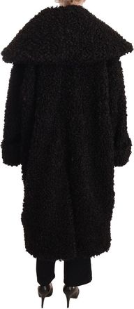 Dolce & Gabbana Womens Black Polyester Fur Trench Coat Jacket Clothing