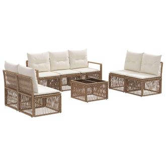 vidaXL Conjunto De Sof&aacute;s De Jard&iacute;n 8 Pcs Beige Rat&aacute;n Sint&eacute;tico Vidaxl