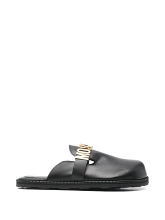 Moschino Slip-On Sandals With Gold-Tone Logo