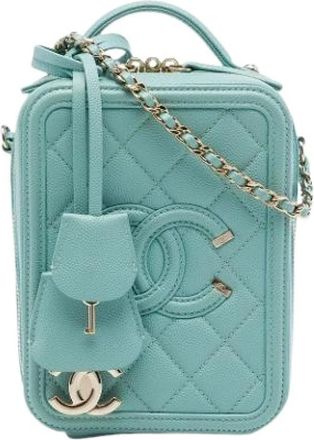 Chanel Pre-owned Satchel - Dames - Vintage Schoudertas - Blauw - ONE Size - Leer - Vintage