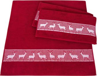Dyckhoff Handtuch Set »Hirschparade« Set 3 Stk. Walkfrottier Made in Germany (2 Handtücher, 1 Duschtuch)