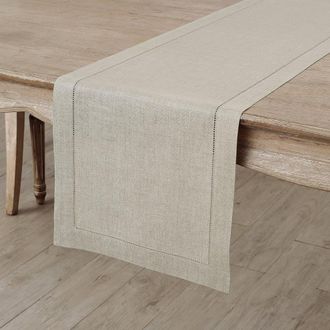 Solino Home Linen Table Runner for Dining Table, Holiday and Everyday Table Decor - Classic Hemstitch in Natural at Nordstrom, Size Xx-Small