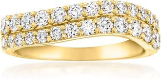 Ross-Simons Lab-Grown Diamond 2-Row Wave Ring in 18kt Gold Over Sterling