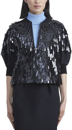 Lafayette 148 New York Paillette Lantern Sleeve Wool & Silk-Blend Jacket