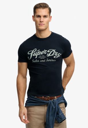 Superdry Rundhalsshirt SUPERDRY Industry Worker Relaxed Tee, Herren, Gr. XXL, eclipse navy, Single Jersey, Obermaterial: 100% Baumwolle, bedruckt, regular fit 