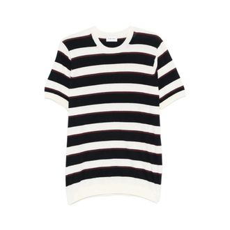 Scaglione Round-neck Knitwear, male, Multicolor, Size: XL Striped Pattern Crew-neck T-shirt