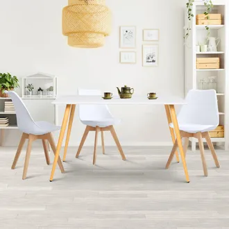 IDMarket Sara Mesa De Comedor Escandinava Para 6 Personas Blanca 120 Cm