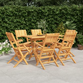 vidaXL Juego De Comedor De Jard&iacute;n 7 Piezas Madera Maciza De Teca Vidaxl