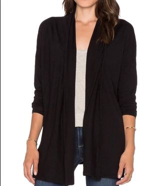 bobi Rib Mix Open Cardigan In Black