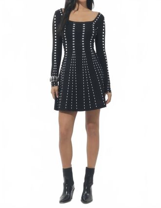 Adelyn Rae Kira Squareneck Stripe Sweater Mini Dress In Black