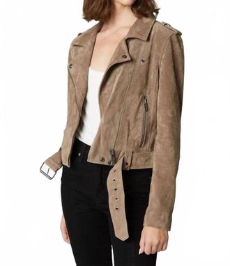 Blank NYC Suede Moto Jacket In Taupe