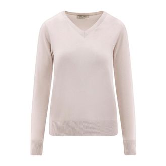 Max Mara V-neck Knitwear, female, White, M, Idoneo Jumper