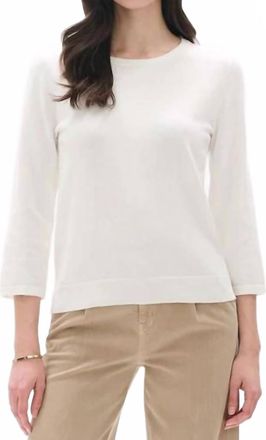 Hatley Three Quarter Sleeve Knit Top In White
