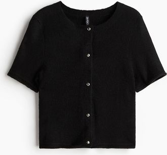 H&M Feinstrick-Cardigan mit Kurzarm - Schwarz