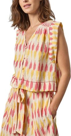 Lilla P Ikat Shirred Shoulder Top