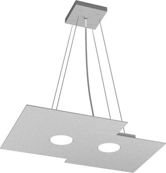 Top-Light Top-light - Sospensione Moderna Rettangolare Plate Metallo Grigio 2 Luci Gx53