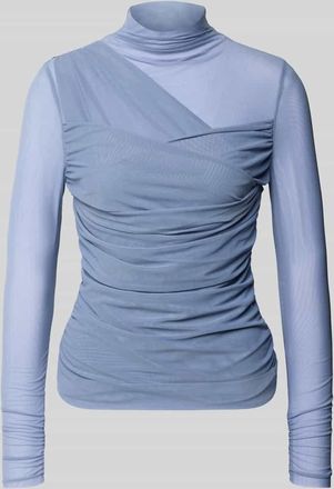 Boss Orange by Hugo Boss BOSS Orange Slim Fit Langarmshirt aus semitransparentem Mesh Modell C_ETULAH in Rauchblau, Größe XL