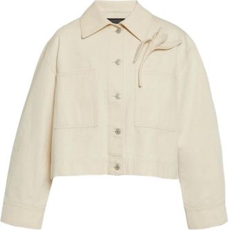 Erdem Giacca denim crop con applicazione a fiori - Toni neutri