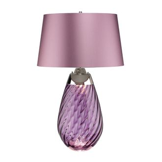 Loops Table Lamp Heather Shade Plum tinted Glass / Heather Shade LED E27 60W Bulb in Clear