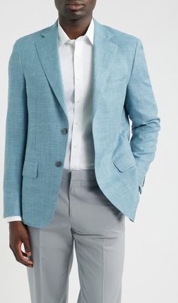 Samuelsohn Aqua Blue Slub Wool Blend Twill Sport Coat in Light Blue at Nordstrom, Size 42