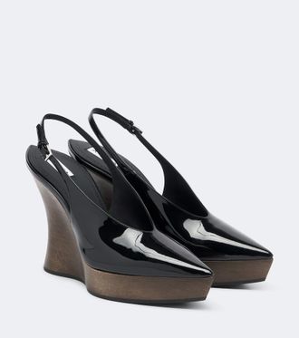 Alaia Patent leather wedge slingback clogs