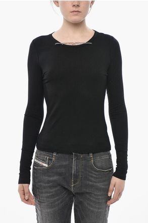 Diesel Ribbed Long-Sleeve Top T-MATIC-LS With Metal Detail size Xxs