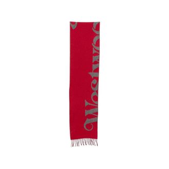 Vivienne Westwood Sciarpa con logo intarsia e frange - - Accessories - Donna - Rosso - ONE SIZE