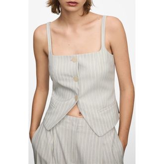 Mango Stripe Waistcoat in Sky Blue at Nordstrom, Size Large