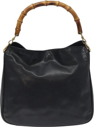 Gucci Bamboo Black Leather Handbag (Pre-Owned)