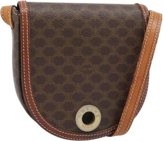 Celine Pre-owned Vintage Macadam Canvas Shoulder Bag - Dames - Vintage Schoudertas - Bruin - ONE Size - Leer - Vintage