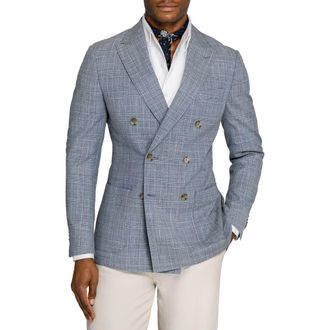Brooklyn Brigade Douglas Double Breasted Plaid Blazer in Blue at Nordstrom, Size 46