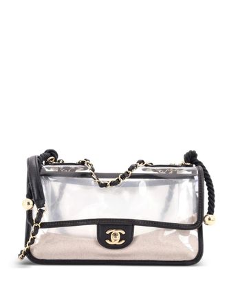 Chanel Sand By The Sea Pearl Flap Bag PVC with Lambskin Medium shoulder bag - Bianco