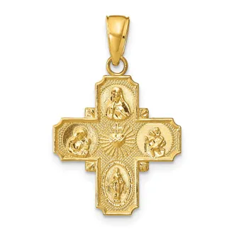 Diamond2Deal 10k Yellow Gold 4-Way Medal Pendant
