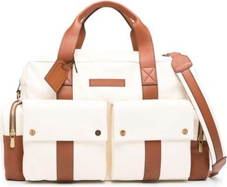 Brunello Cucinelli logo-patch zipped holdall - men - Calf Leather/Metal - OS - White