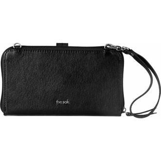 The Sak Iris Smartphone Crossbody Bag in Black Leaf Emboss at Nordstrom