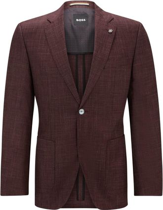 HUGO BOSS Mens H Janson Notch Collared Solid Patterned Blazer in Open Red - Size 46 (Chest)