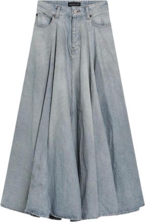 Balenciaga Rokken, Dames, Blauw, S, Katoen, Godet Maxi Rok